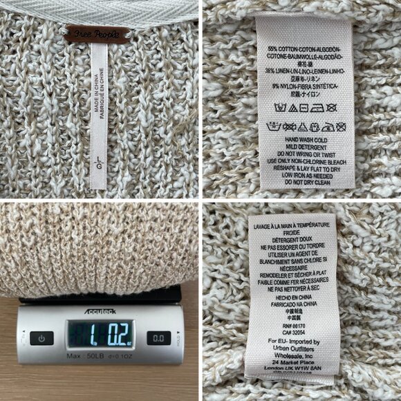 Free People Sweater Women Large Electric City Pullover Knit White Beige OB560520 - Picture 13 of 13